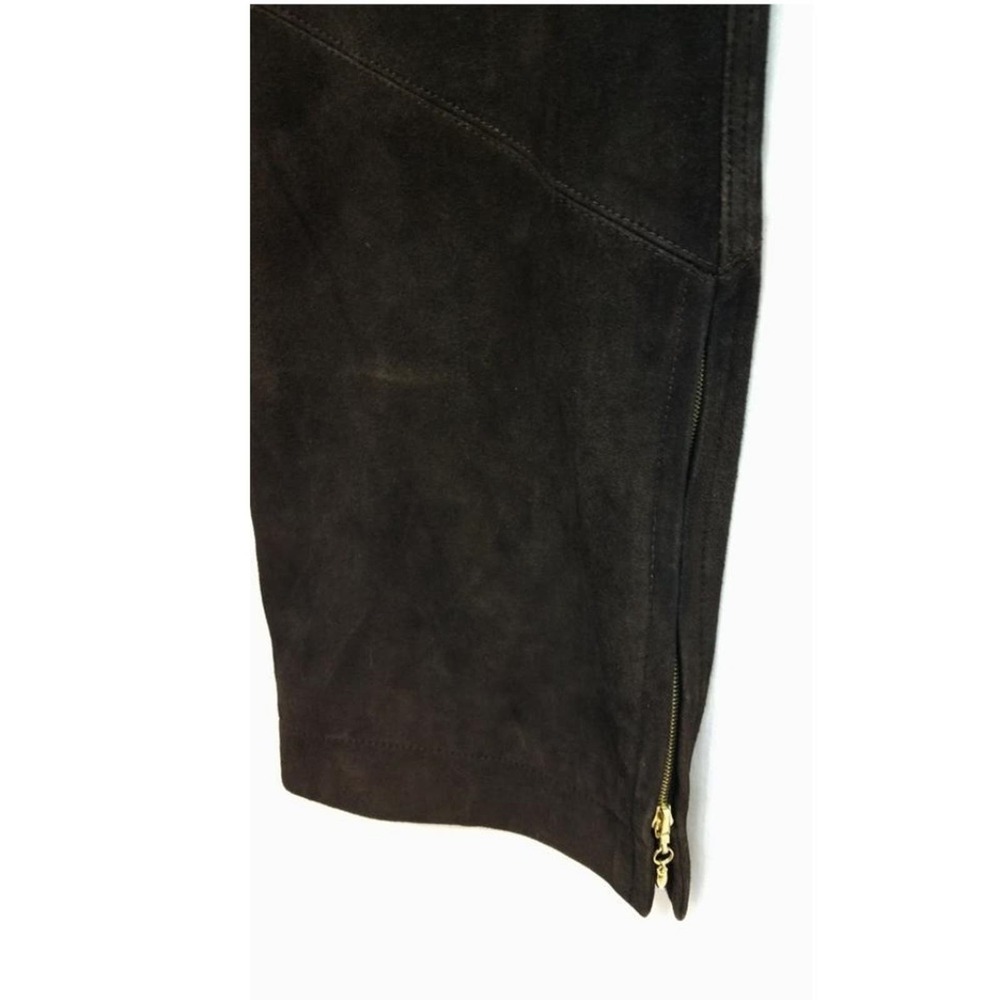 St. John Sport Dark Brown Suede Leather Pants 8 - Picture 4 of 6
